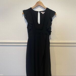 Faxluv fashion Wrap around tiered Black dress small